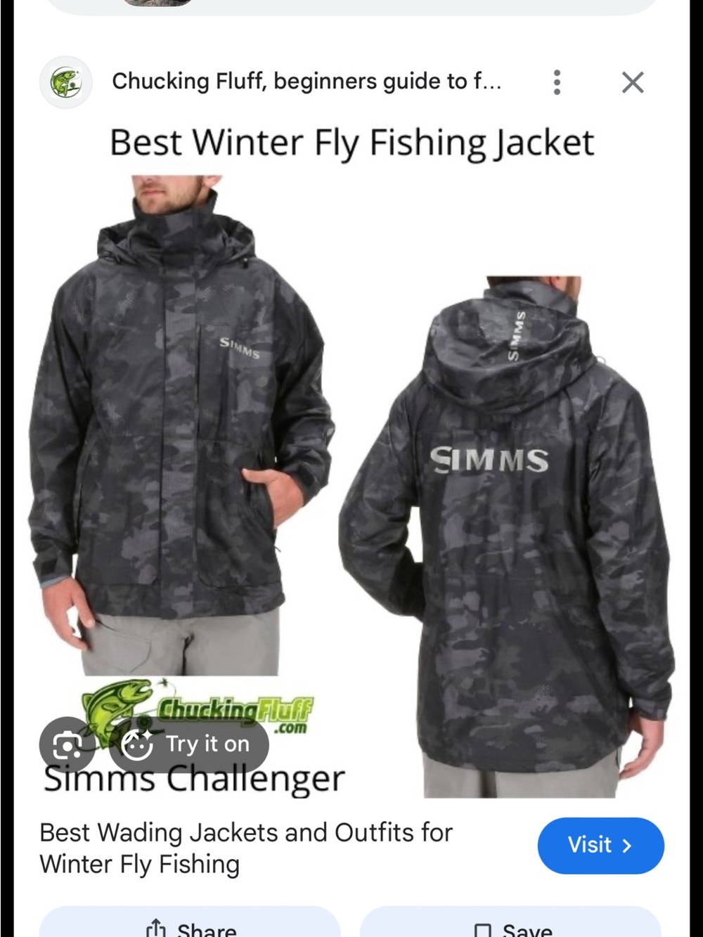 Simms Challenger Men's Wading Rain Jacket in Charcoal Camo